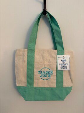 TRADER JOE'S | Authentic Green Mini Canvas Tote Bag NWT | Limited Spring 2026